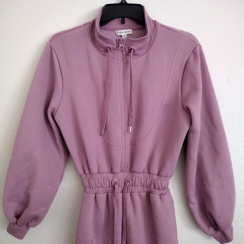 For Love & Lemons Mauve Cowl Neck Zip Up Jumpsuit With Pockets Size XXS - Picture 4 of 16
